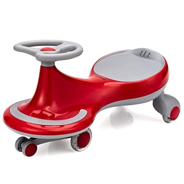 BABY JOY Wiggle Car for Kids, Swing Car with LED Flashing Wheels, No Batteries, Gears or Pedals, Use...