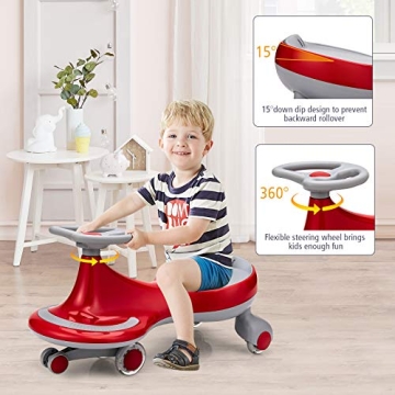 BABY JOY Wiggle Car for Kids with LED Flashing Wheels