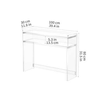 Solaround Acrylic Console Table with Storage Shelves