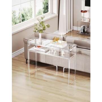 Solaround Acrylic Console Table with Storage Shelves