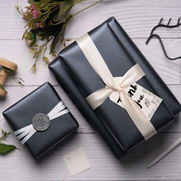 RUSPEPA Black Matte Wrapping Paper - Solid Color Pearly - lustre Paper Perfect for Wedding, Birthday...