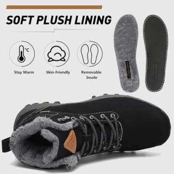 Mishansha Winter Boots for Men Women Waterproof Snow Boots Warm Lined Non Slip Hiking Boot Black 8.5 Women/7 Men