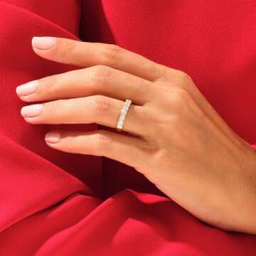 JINEAR 3mm Wedding Bands for Women Eternity Ring 18K Gold Plated Cubic Zirconia Engagement Rings Sta...