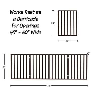 PETMAKER Pet Gate – Dog Gate for Doorways, Stairs or House – Freestanding, Folding, Accordion Style, Wooden Indoor Dog Fence (4 Panel, Brown)