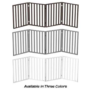 PETMAKER Pet Gate – Dog Gate for Doorways, Stairs or House – Freestanding, Folding, Accordion Style, Wooden Indoor Dog Fence (4 Panel, Brown)