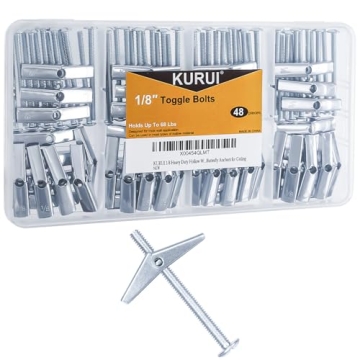KURUI 1/8 Toggle Bolts for Drywall - Heavy Duty Drywall Anchors Kit