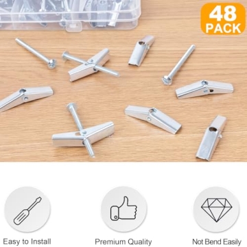 KURUI Heavy Duty Toggle Bolts - 48 Pcs Drywall Anchors