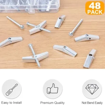 KURUI Heavy Duty Toggle Bolts - 48 Pcs Drywall Anchors