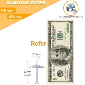 KURUI Heavy Duty Toggle Bolts - 48 Pcs Drywall Anchors