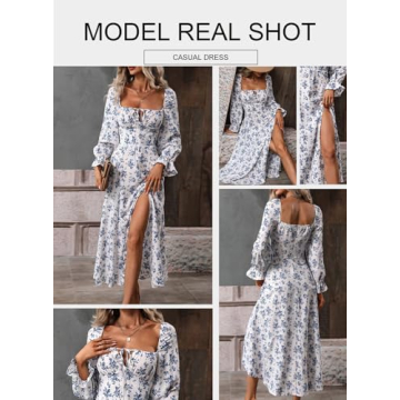 BLENCOT Floral Midi Dress with Split Thigh and Tie Front