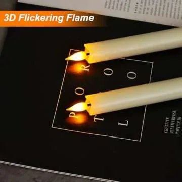 Homemory 2 Pcs Real Wax Made Flameless Taper Candles with Remote and Timer, 9.6" Ivory Battery Opera...