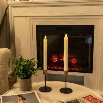 Homemory 2 Pcs Real Wax Made Flameless Taper Candles with Remote and Timer, 9.6" Ivory Battery Operated Candle Stick Flickering, Led Taper Candles with Lifelike Flame for Indoor Home Decor