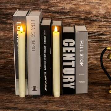 Homemory 2 Pcs Real Wax Made Flameless Taper Candles with Remote and Timer, 9.6" Ivory Battery Operated Candle Stick Flickering, Led Taper Candles with Lifelike Flame for Indoor Home Decor