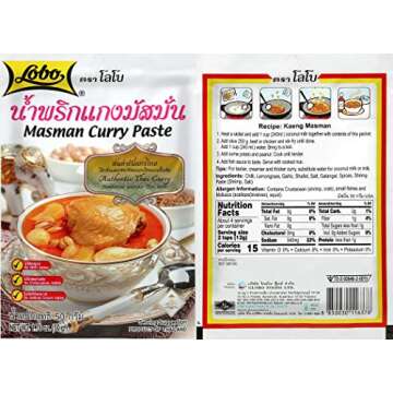 Lobo Variety Curry Paste (Red, Green, Yellow, Masaman, Panang Curry Paste - One of Each, 5 Total)