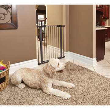 MidWest Homes for Pets 39" Tall Walk-Through Steel Dog Gate - Pressure Mounted, Adjustable - Graphit...