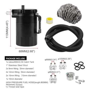 RULLINE 350ml Oil Catch Can Tank - Universal Fit & Durable