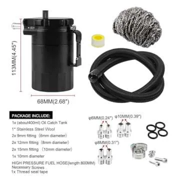 RULLINE 350ml Oil Catch Can Tank - Universal Fit & Durable