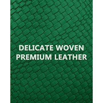 MJUEO Womens Vegan Leather Woven Bag with Purse, Fashion Handmade Beach Tote Top-handle Handbag Pine