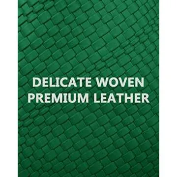 MJUEO Womens Vegan Leather Woven Bag with Purse, Fashion Handmade Beach Tote Top-handle Handbag Pine