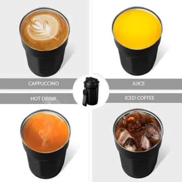 Puraville 12oz Stainless Steel Tumbler, Double Wall Vacuum Insulated Coffee Tumbler Travel Coffee Mug with Leak Proof Lid, Reusable Thermal Cup for Hot and Cold Drinks, Black