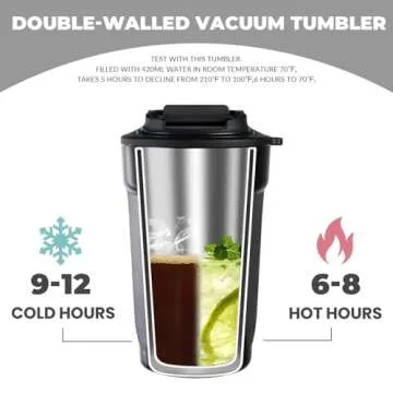 Puraville 12oz Stainless Steel Tumbler, Double Wall Vacuum Insulated Coffee Tumbler Travel Coffee Mug with Leak Proof Lid, Reusable Thermal Cup for Hot and Cold Drinks, Black
