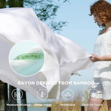 Bedsure Full Size Bamboo Cooling Sheets, Soft & Breathable