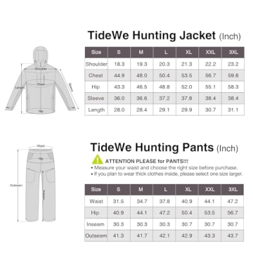TIDEWE Men’s Hunting Suit Features Fleece Lining & Pockets