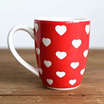 DECRZPB Ceramic Coffee Mug Red Heart Tea Cup Pottery Coffee Breakfast Milk Cup Mug Gift for Office a...