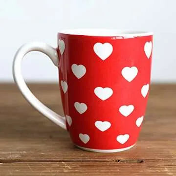 DECRZPB Ceramic Coffee Mug - Hand-Made Heart Shaped Mug for Tea and Coffee