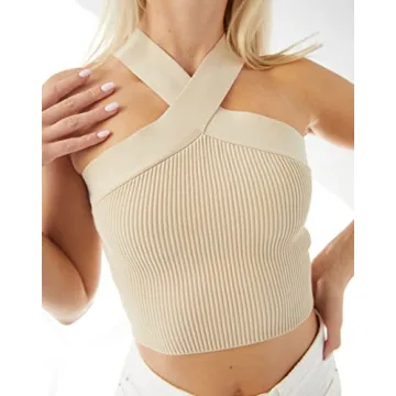 SAFRISIOR Women Crisscross Halter Crop Top - Elegant Cami