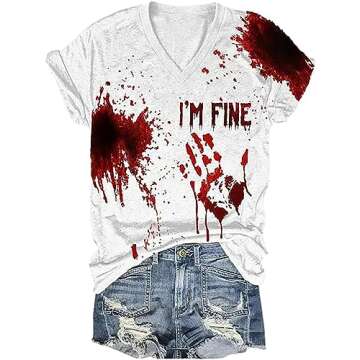 I'm Fine Blood Graphic T-Shirts for Halloween Humor and Style