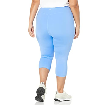 Amazon Essentials Women's Active Sculpt Workout Athleisure High Rise Capri Leggings (Available in Plus Size), French Blue, Large