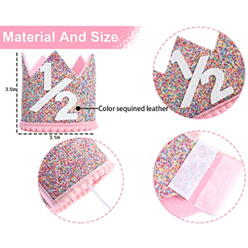 Rainbow Crown for Half Birthday Party - Glitter Crown, Kids Hats, Baby Photo Props, Birthday Decoration, Girls Hair Accessories