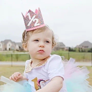 Rainbow Crown for Half Birthday Party - Glitter Crown, Kids Hats, Baby Photo Props, Birthday Decoration, Girls Hair Accessories