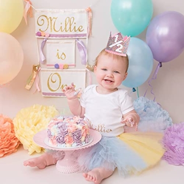 Rainbow Crown for Half Birthday Party - Glitter Crown, Kids Hats, Baby Photo Props, Birthday Decoration, Girls Hair Accessories