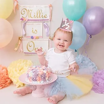 Rainbow Crown for Half Birthday Party - Glitter Crown, Kids Hats, Baby Photo Props, Birthday Decoration, Girls Hair Accessories