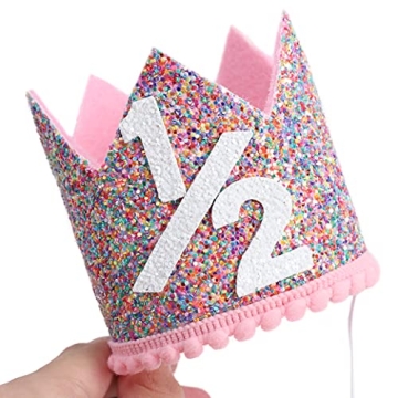 Rainbow Crown for Half Birthday Party - Glitter Crown, Kids Hats, Baby Photo Props, Birthday Decoration, Girls Hair Accessories