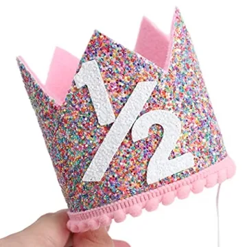 Rainbow Crown for Half Birthday Party - Glitter Crown, Kids Hats, Baby Photo Props, Birthday Decoration, Girls Hair Accessories