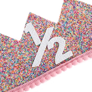 Rainbow Crown for Half Birthday Party - Glitter Crown, Kids Hats, Baby Photo Props, Birthday Decoration, Girls Hair Accessories