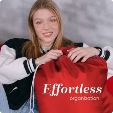 Nylon Laundry Bag - Locking Drawstring Closure and Machine Washable. These Bags will Fit a Laundry Basket or Hamper and Strong Enough to Carry up to Three Loads of Clothes. (Red)