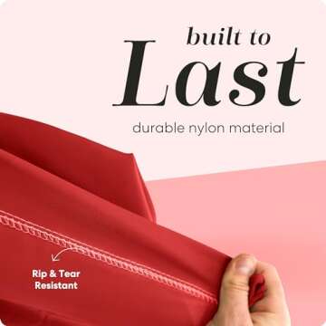 Nylon Laundry Bag - Locking Drawstring Closure and Machine Washable. These Bags will Fit a Laundry Basket or Hamper and Strong Enough to Carry up to Three Loads of Clothes. (Red)