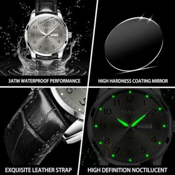 Elegant Men's Watch with Big Face and Leather Band