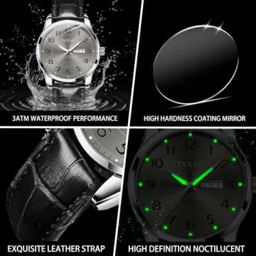 Elegant Men's Watch with Big Face and Leather Band