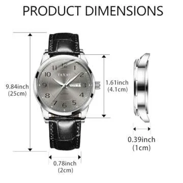 Elegant Men's Watch with Big Face and Leather Band