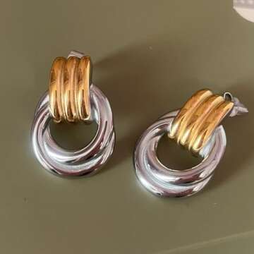 Elegant Gold and Silver Two Tone Knot Earrings for Women