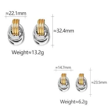 Elegant Gold and Silver Two Tone Knot Earrings for Women