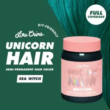 Lime Crime Unicorn Hair Dye Full Coverage, Sea Witch (Rich Teal) - Vegan and Cruelty Free Semi-Perma...