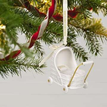 Hallmark Keepsake Christmas Ornament 2024, Baby's First Christmas Pram, Porcelain, Baby Gift