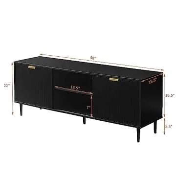 Stylish Black TV Stand for 65+ Inch TVs with Storage