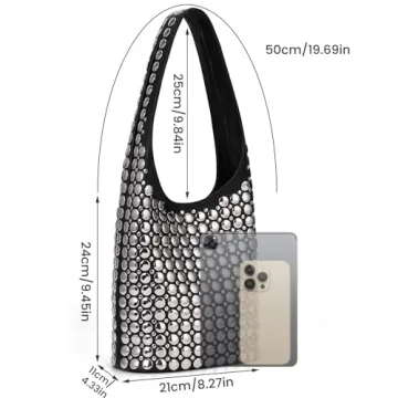 Vegan Leather Studded Tote Bag Y2K Purse for Women